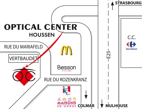 Detailed map to access to Opticien HOUSSEN Optical Center