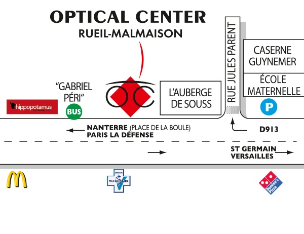 Mapa detallado de acceso Opticien RUEIL-MALMAISON Optical Center