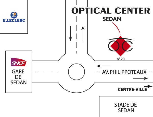 Gedetailleerd plan om toegang te krijgen tot Opticien SEDAN Optical Center