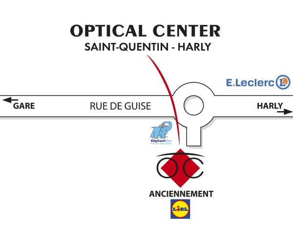 Mapa detallado de acceso Opticien SAINT-QUENTIN - HARLY Optical Center