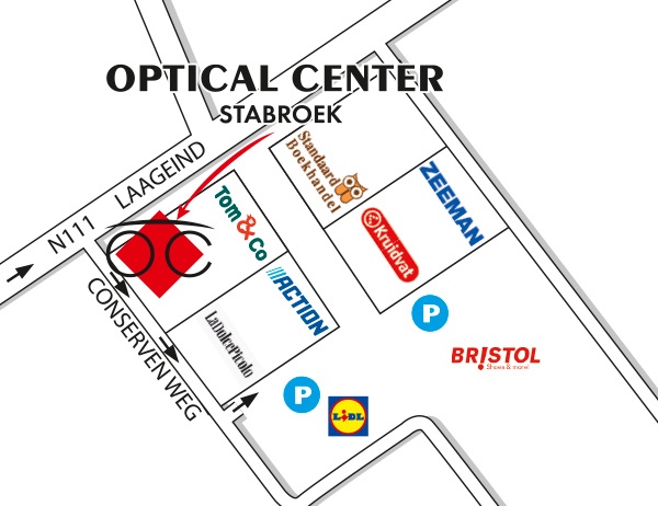Detailed map to access to Optical Center STABROEK