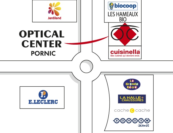 Gedetailleerd plan om toegang te krijgen tot Opticien PORNIC Optical Center