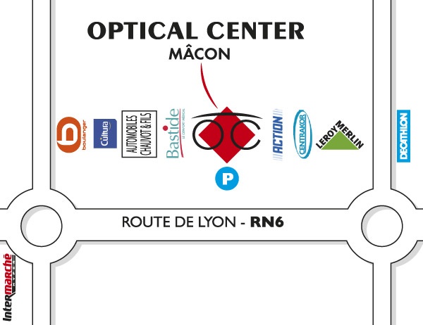 Mapa detallado de acceso Opticien MÂCON Optical Center
