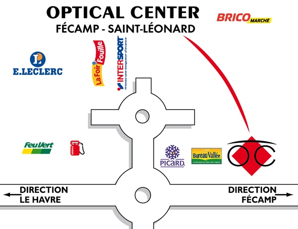 Gedetailleerd plan om toegang te krijgen tot Opticien FÉCAMP - SAINT-LÉONARD Optical Center