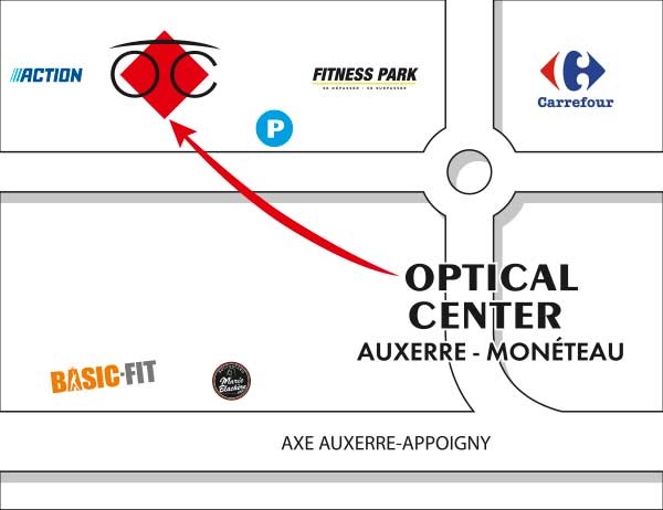 Gedetailleerd plan om toegang te krijgen tot Opticien AUXERRE - MONÉTEAU Optical Center