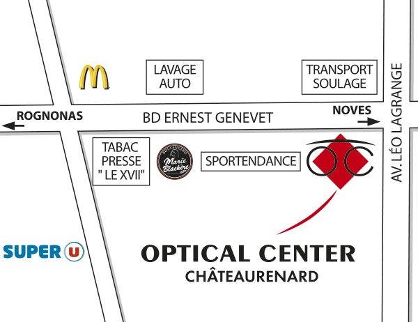 Detailed map to access to Opticien CHÂTEAURENARD Optical Center