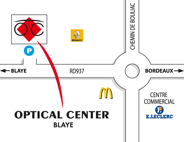 Mapa detallado de acceso Opticien BLAYE Optical Center