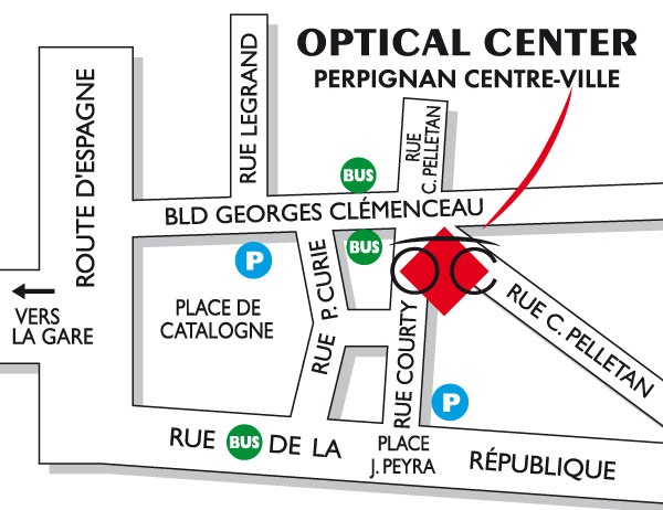 Mapa detallado de acceso Opticien PERPIGNAN- CENTRE-VILLE Optical Center