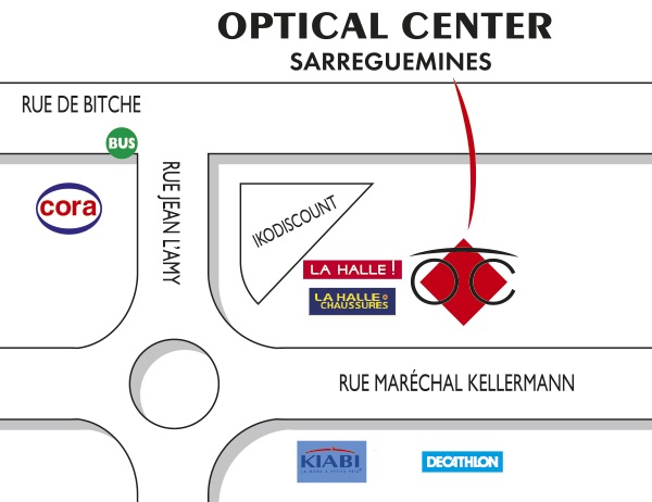 Mapa detallado de acceso Opticien SARREGUEMINES Optical Center