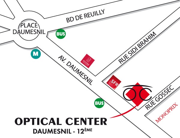 Gedetailleerd plan om toegang te krijgen tot Opticien PARIS 12ÈME - DAUMESNIL Optical Center