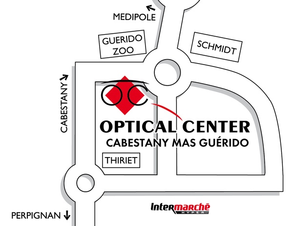 Mapa detallado de acceso Opticien CABESTANY - MAS GUÉRIDO Optical Center