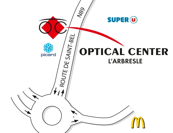 Gedetailleerd plan om toegang te krijgen tot Opticien L' ARBRESLE Optical Center