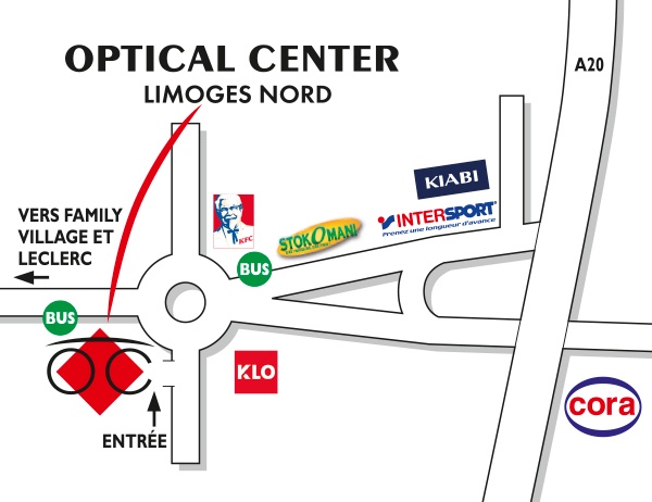 Plan detaillé pour accéder à Opticien LIMOGES - NORD Optical Center
