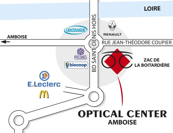 Mapa detallado de acceso Opticien AMBOISE Optical Center