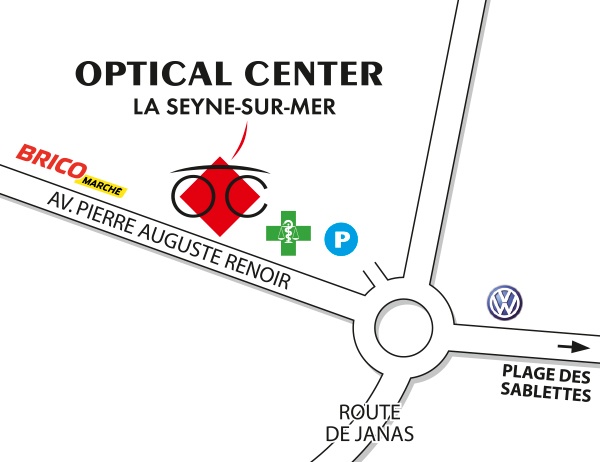 Mapa detallado de acceso Opticien LA SEYNE-SUR-MER Optical Center