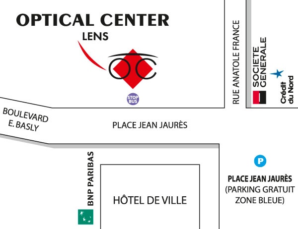 Mapa detallado de acceso Opticien LENS Optical Center