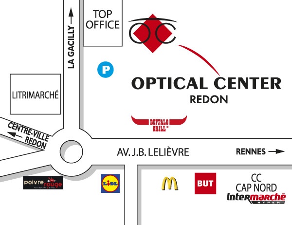 Gedetailleerd plan om toegang te krijgen tot Audioprothésiste REDON Optical Center