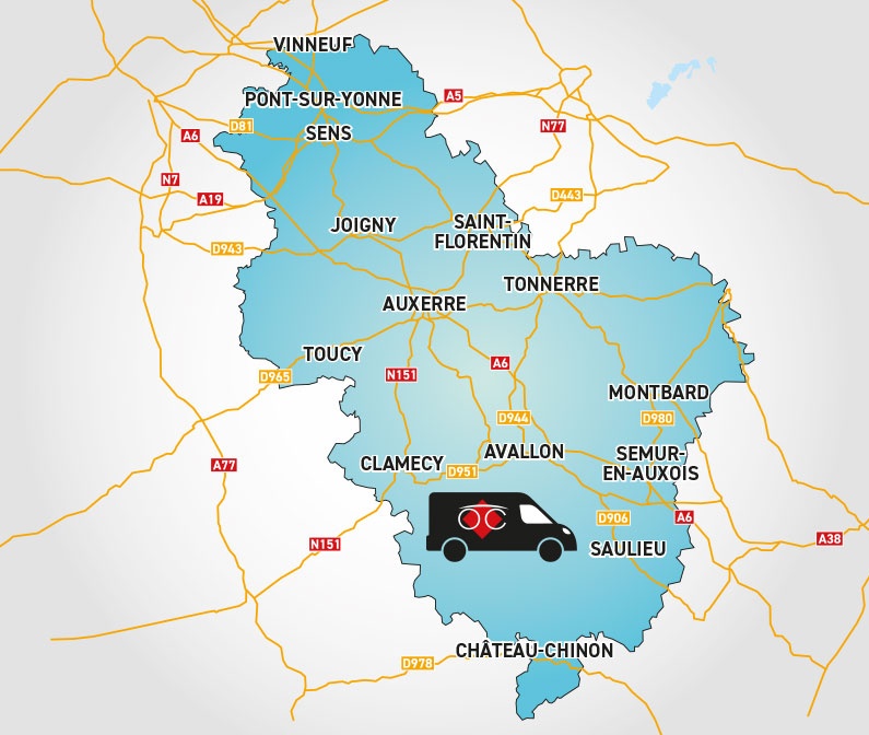 Detailed map to access to Optical Center OC MOBILE AUXERRE
