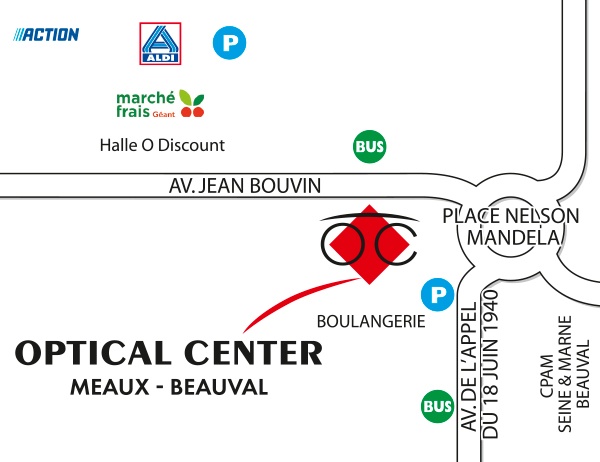 Mapa detallado de acceso Audioprothésiste MEAUX - BEAUVAL Optical Center