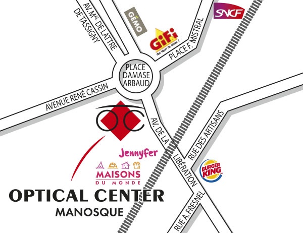 Mapa detallado de acceso Audioprothésiste  MANOSQUE Optical Center