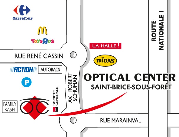 Detailed map to access to Audioprothésiste SAINT-BRICE-SOUS-FORET  Optical Center