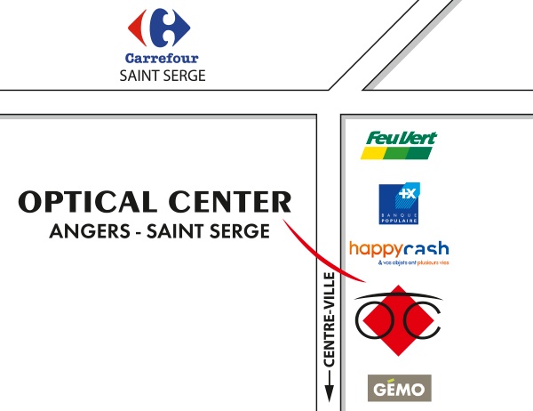 Mapa detallado de acceso Audioprothésiste ANGERS-SAINT SERGE Optical Center