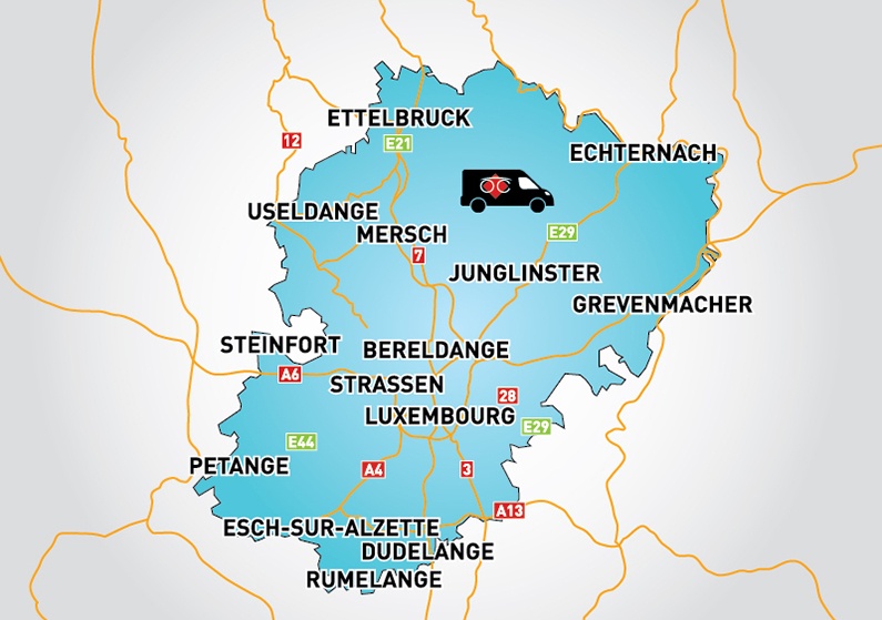 Detailed map to access to Optical Center OC MOBILE LUXEMBOURG