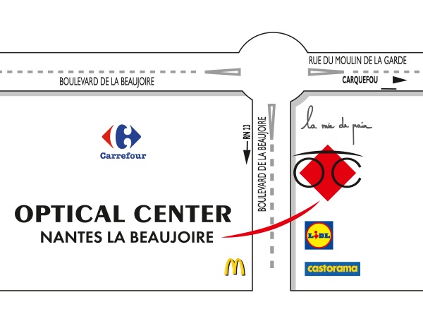Plan detaillé pour accéder à Audioprothésiste  NANTES - LA BEAUJOIRE Optical Center