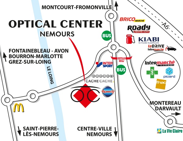 Mapa detallado de acceso Audioprothésiste  NEMOURS Optical Center