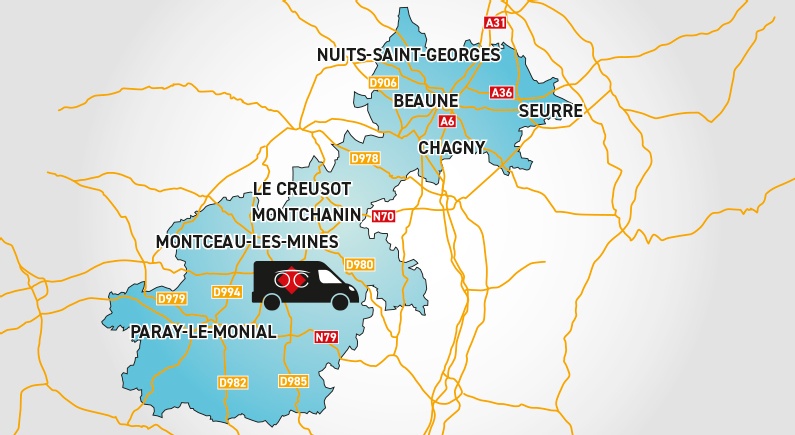 Detailed map to access to Optical Center OC MOBILE MONTCEAU-LES-MINES