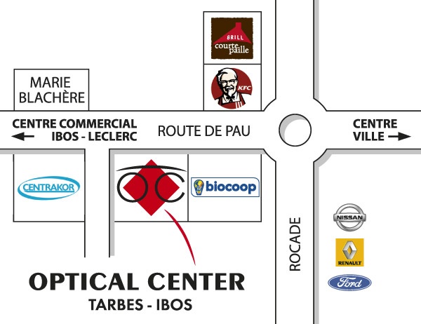 Detailed map to access to Audioprothésiste TARBES-IBOS Optical Center