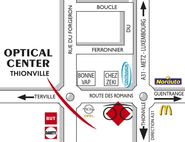 Detailed map to access to Audioprothésiste THIONVILLE Optical Center