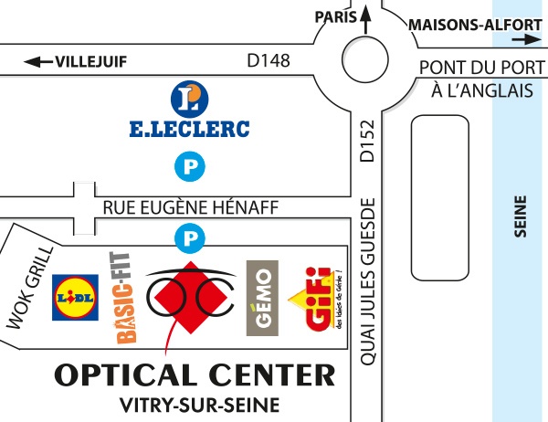 Detailed map to access to Audioprothésiste VITRY-SUR-SEINE Optical Center