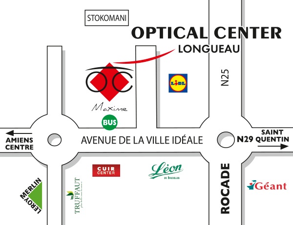 Plan detaillé pour accéder à Audioprothésiste LONGUEAU Optical Center