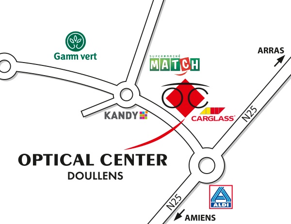 Plan detaillé pour accéder à Audioprothésiste DOULLENS Optical Center