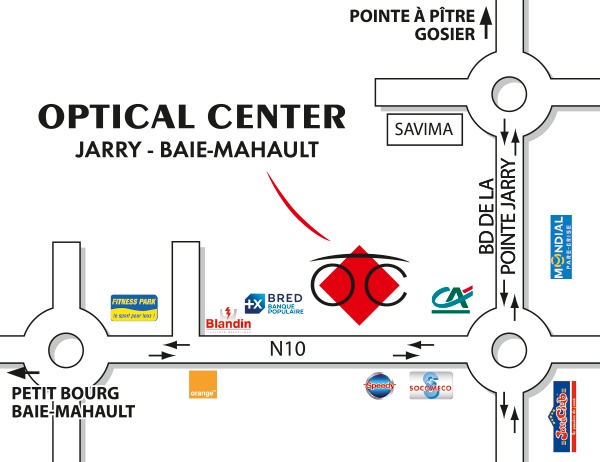 Plan detaillé pour accéder à Audioprothésiste JARRY - BAIE-MAHAULT Optical Center