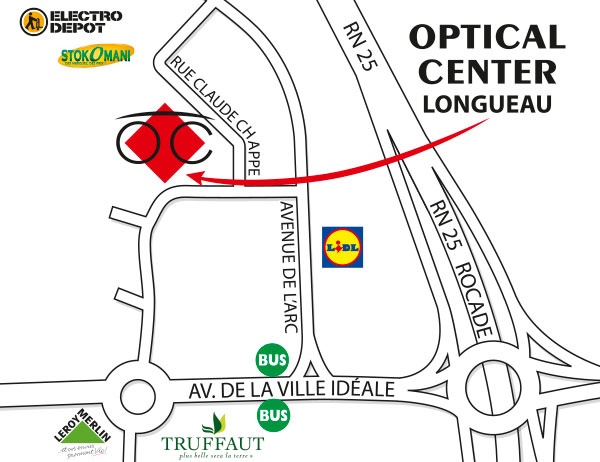 Plan detaillé pour accéder à Audioprothésiste LONGUEAU Optical Center