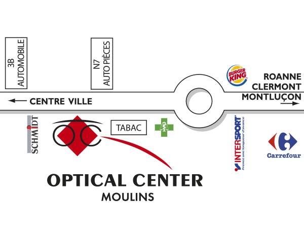 Detailed map to access to Audioprothésiste MOULINS Optical Center