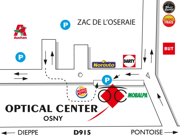 Detailed map to access to Audioprothésiste OSNY Optical Center