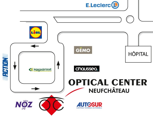 Detailed map to access to Audioprothésiste NEUFCHÂTEAU Optical Center