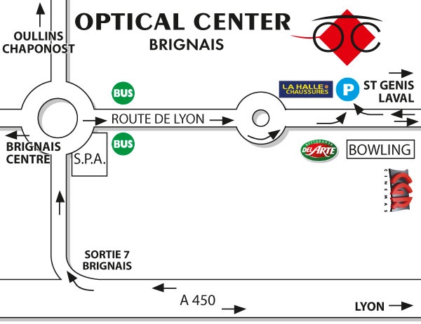 Detailed map to access to Audioprothésiste BRIGNAIS Optical Center