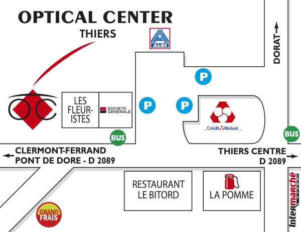 Mapa detallado de acceso Audioprothésiste THIERS Optical Center