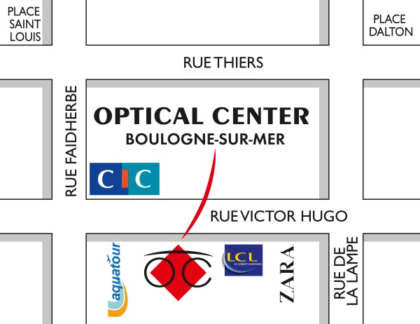 Detailed map to access to Audioprothésiste BOULOGNE-SUR-MER Optical Center