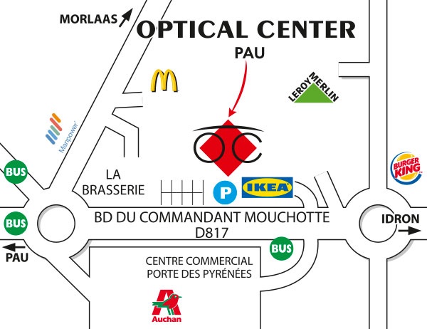 Detailed map to access to Audioprothésiste PAU Optical Center