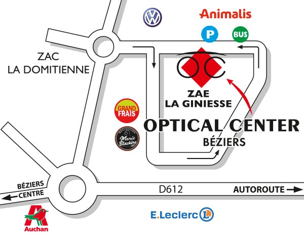 Plan detaillé pour accéder à Audioprothésiste BÉZIERS Optical Center