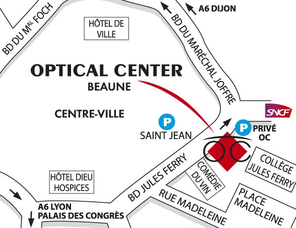 Detailed map to access to Audioprothésiste BEAUNE Optical Center