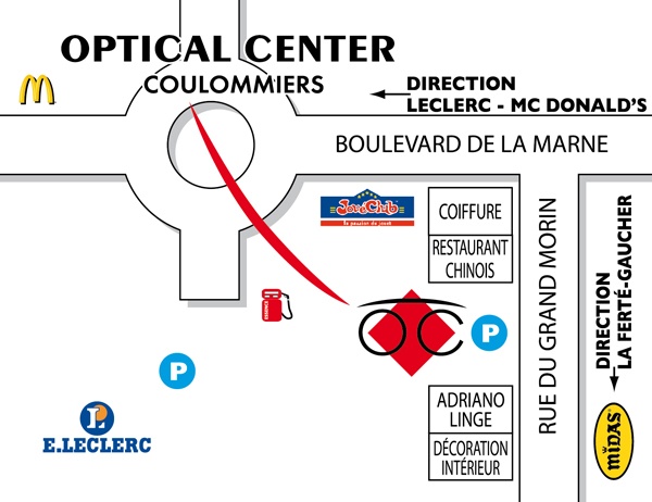 Plan detaillé pour accéder à Audioprothésiste COULOMMIERS Optical Center