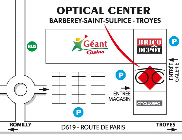 Plan detaillé pour accéder à Audioprothésiste BARBEREY SAINT SULPICE Optical Center