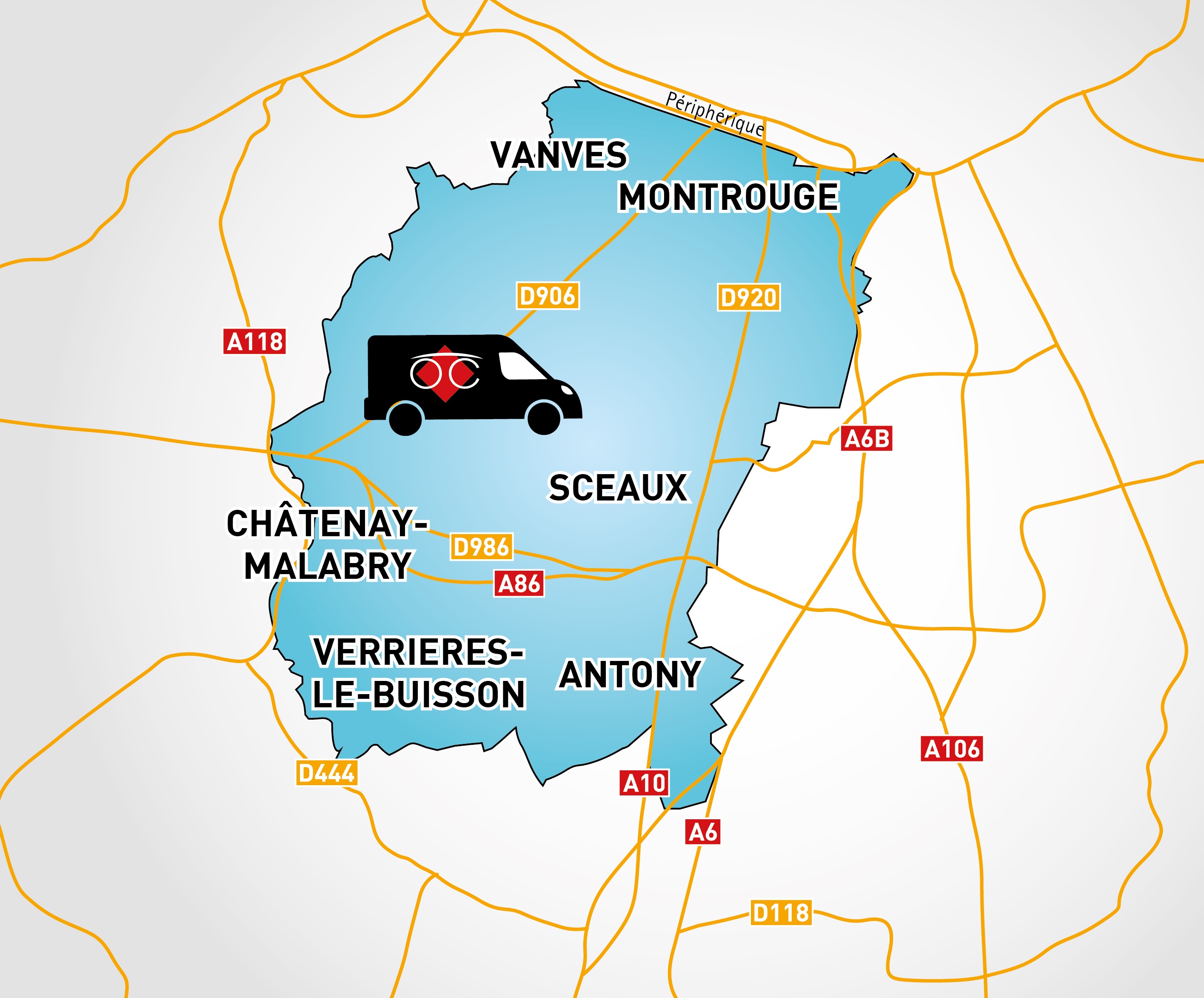 Mapa detallado de acceso Optical Center OC MOBILE MONTROUGE