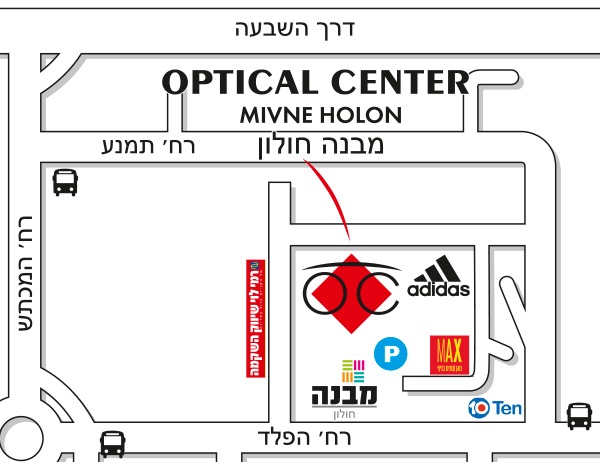 Detailed map to access to Optical Center MIVNE HOLON/מבנה חולון